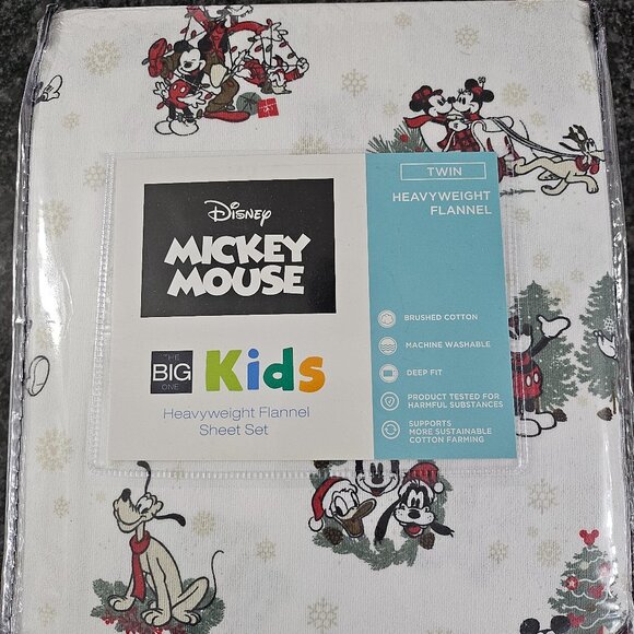 Mickey Mouse Christmas Sheets Flannel Twin - Picture 1 of 2